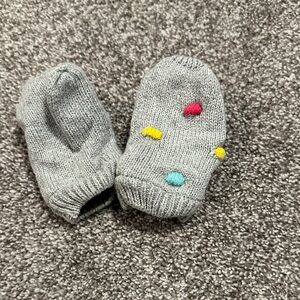 GAP Gray Knit Kids Mittens with Colorful Accents